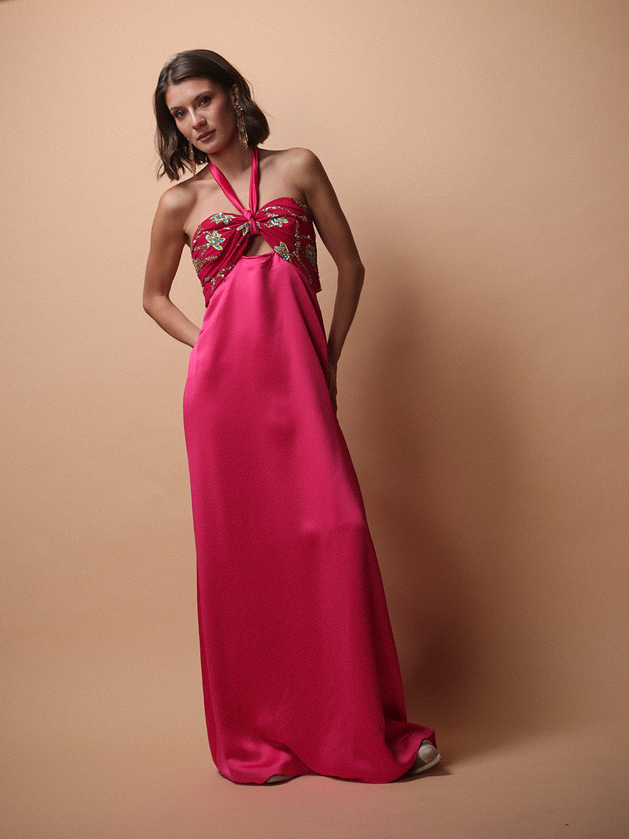 VESTIDO GERONA MIXTO ROSADO