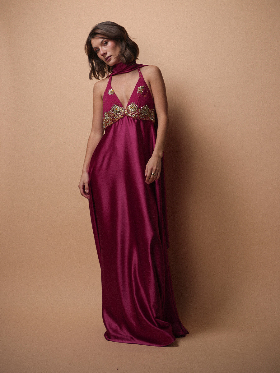 VESTIDO ROSARIO MIXTO • ONE & ONLY LILA FRAMBUESA