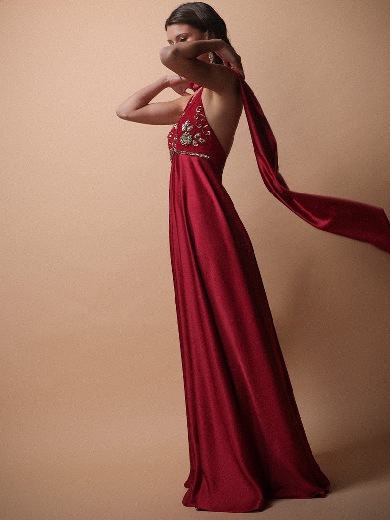 VESTIDO ROSARIO MIXTO • ONE & ONLY ROJO