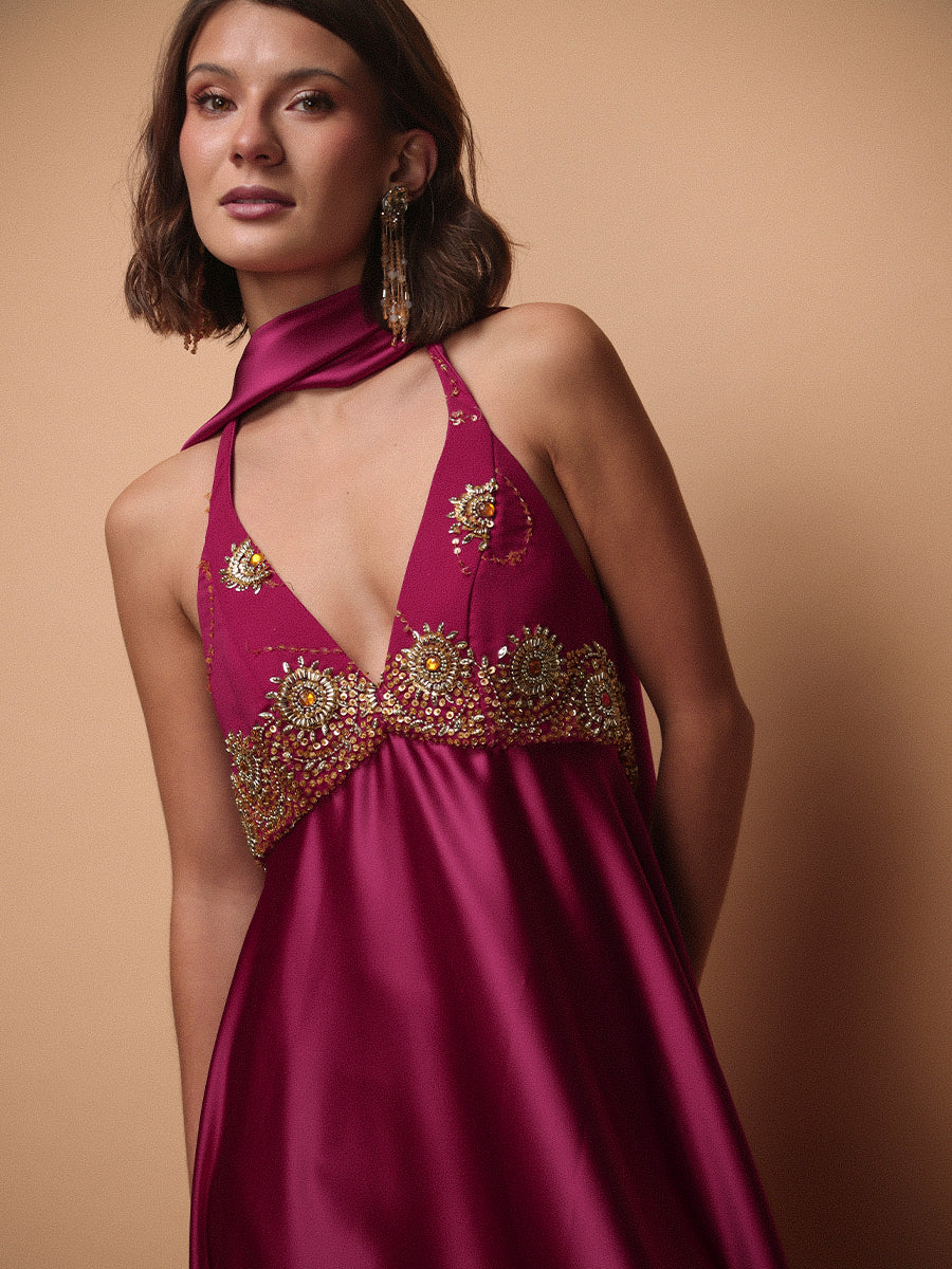 VESTIDO ROSARIO MIXTO • ONE & ONLY LILA FRAMBUESA