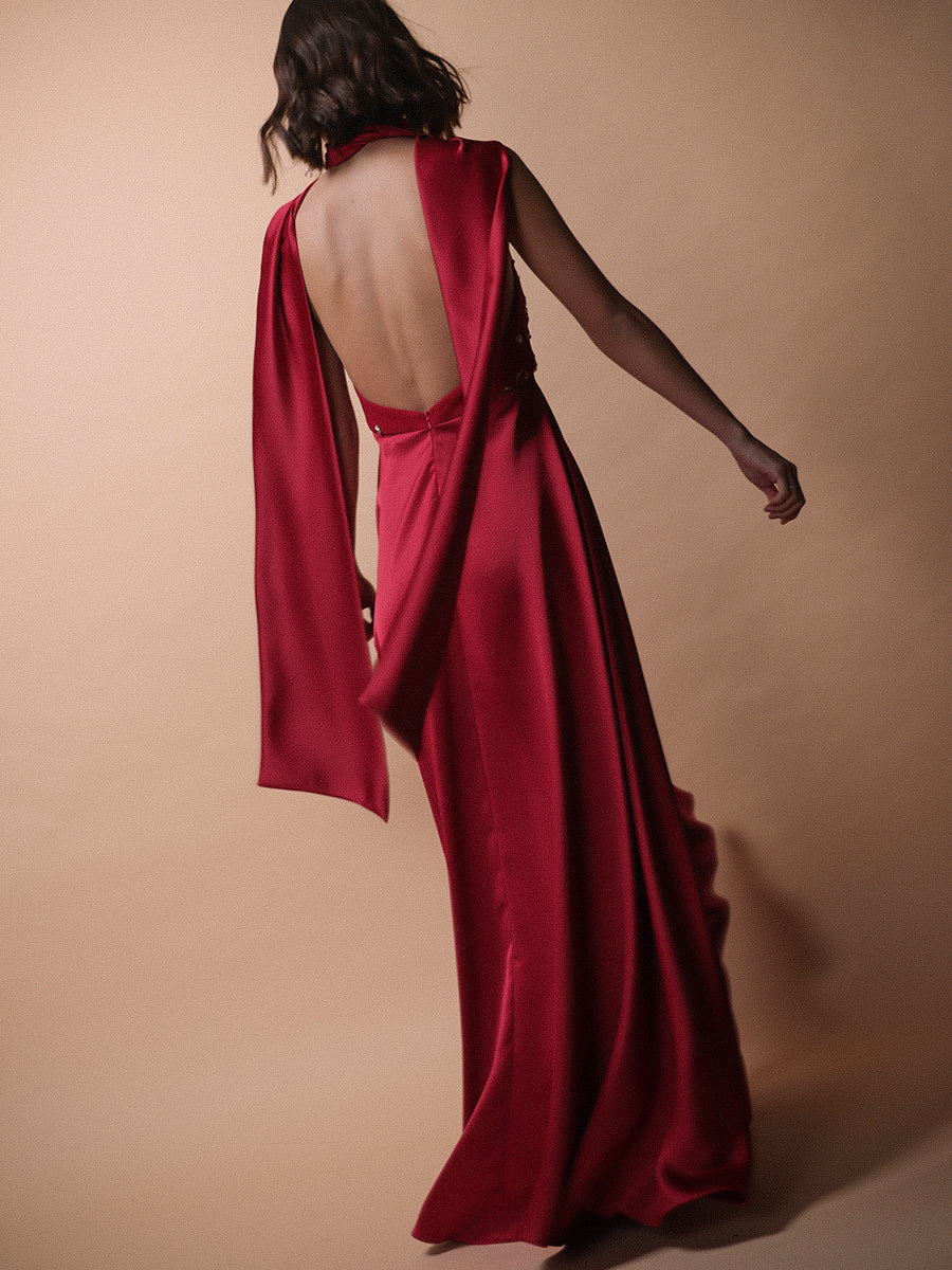 VESTIDO ROSARIO MIXTO • ONE & ONLY ROJO