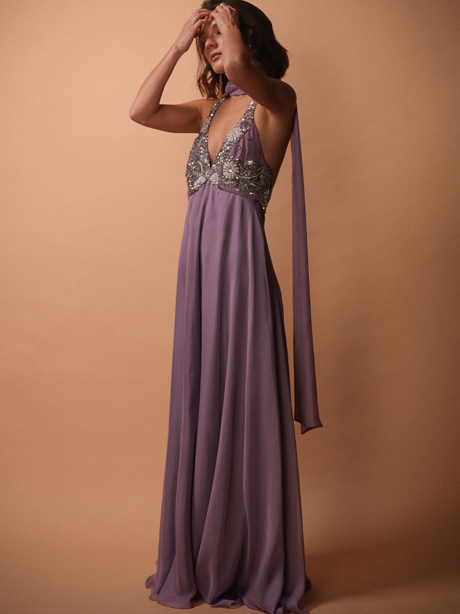 VESTIDO ROSARIO MIXTO • ONE & ONLY LILA