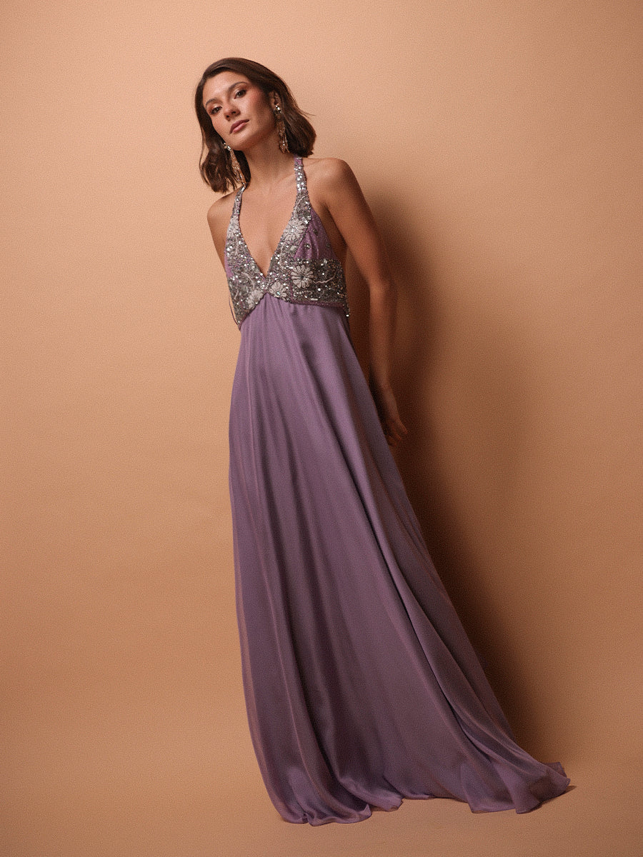 VESTIDO ROSARIO MIXTO • ONE & ONLY LILA