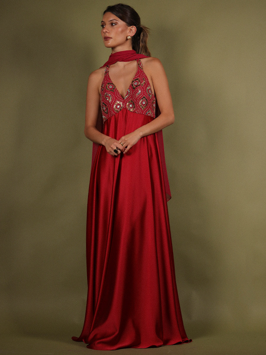 VESTIDO ROSARIO MIXTO • ONE & ONLY