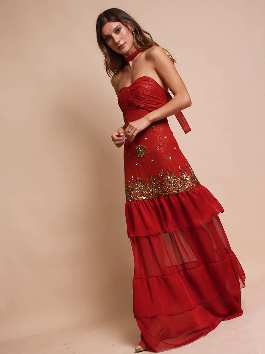 VESTIDO SEVILLA FULL BORDADO + LAZO