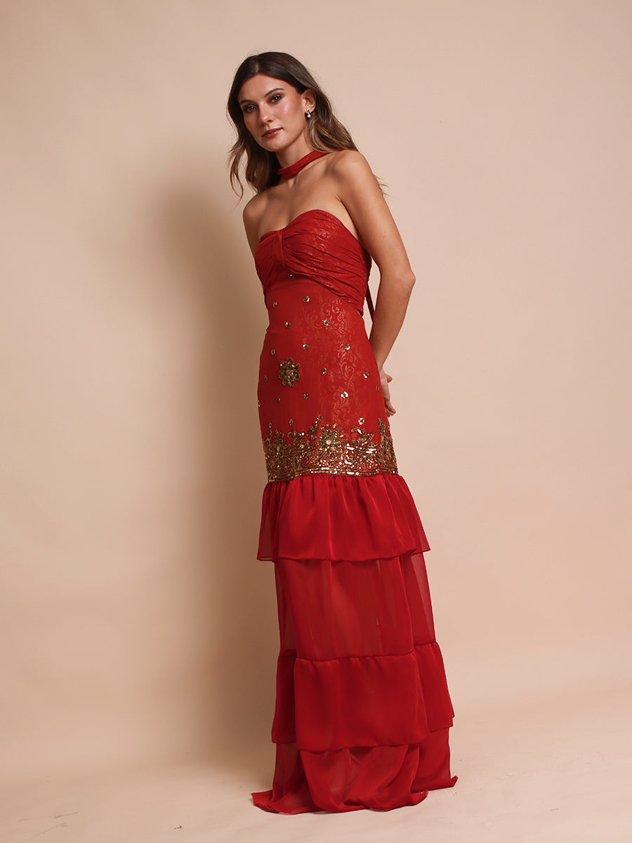 VESTIDO SEVILLA FULL BORDADO + LAZO