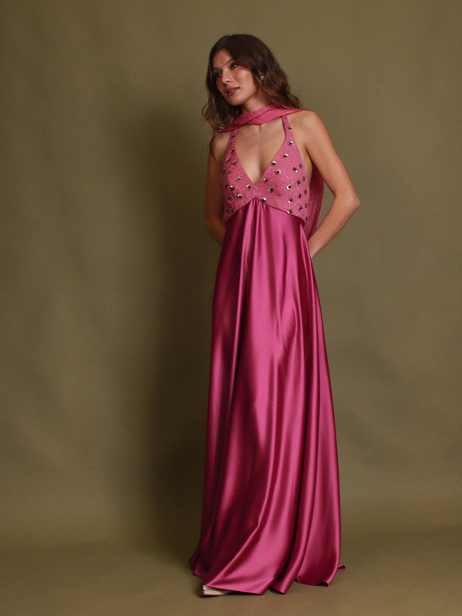 VESTIDO ROSARIO MIXTO • ONE & ONLY