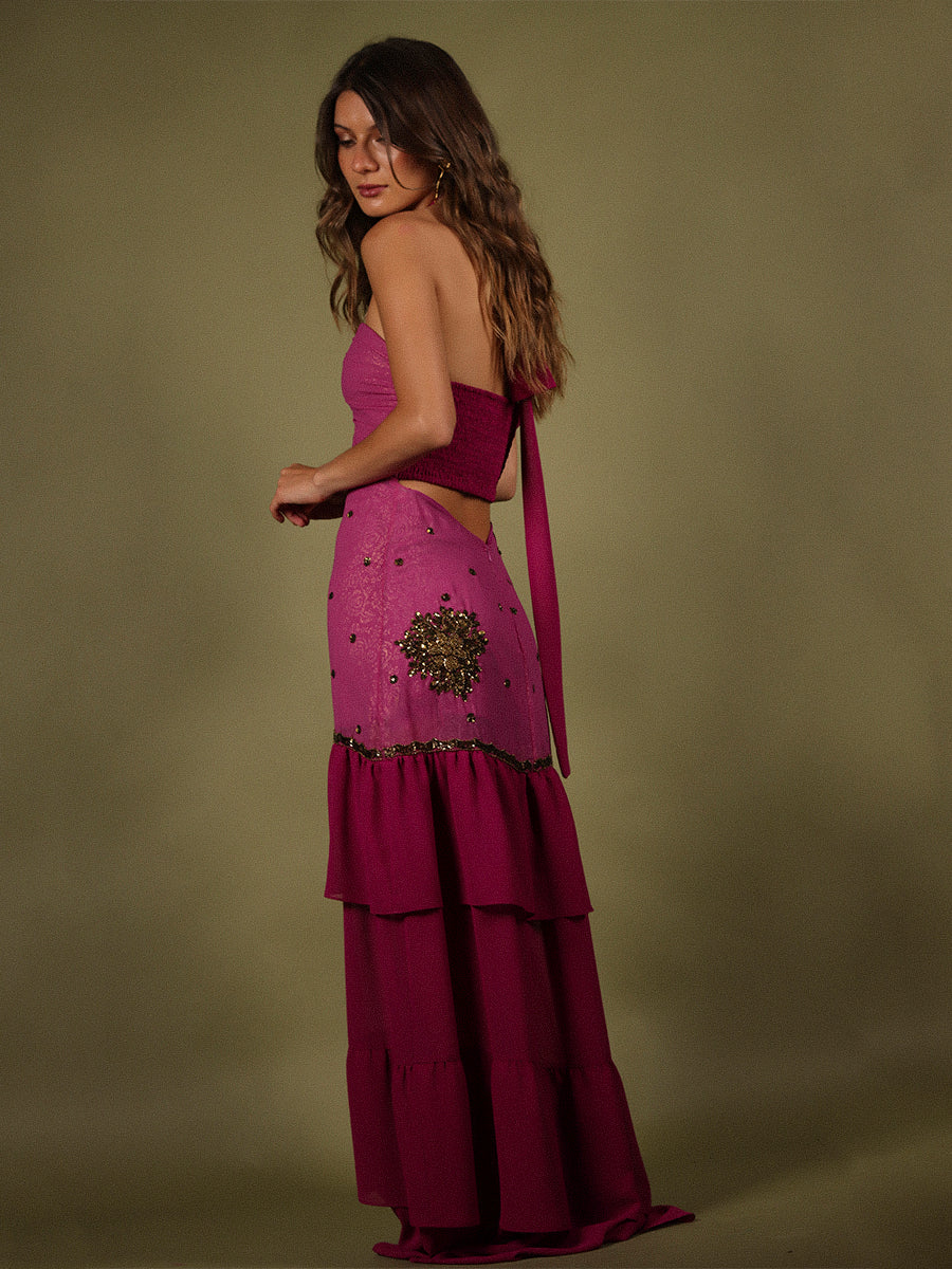 VESTIDO SEVILLA FULL BORDADO + LAZO