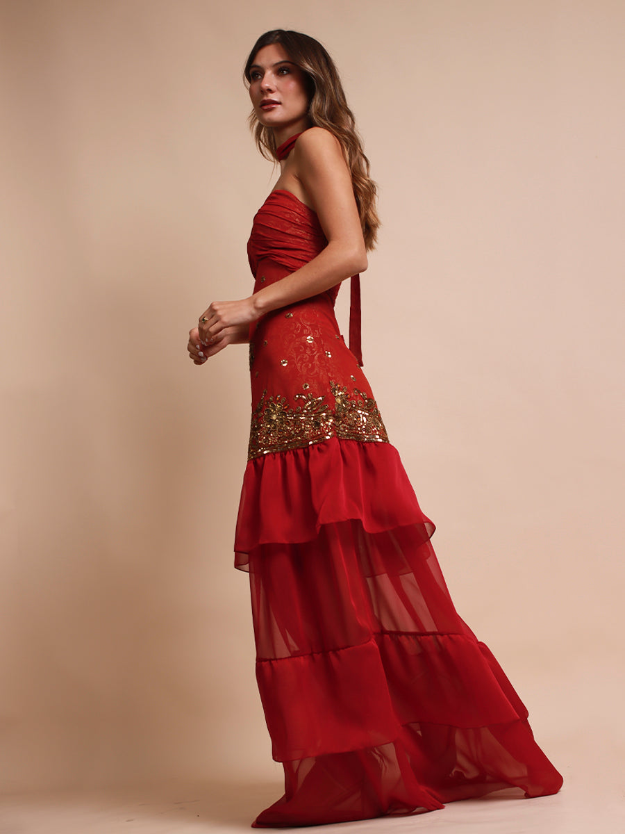 VESTIDO SEVILLA FULL BORDADO + LAZO