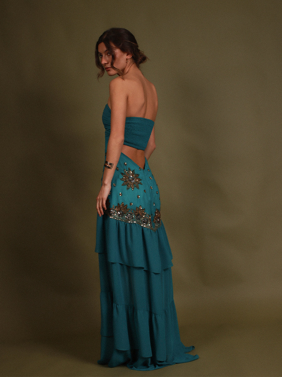 VESTIDO SEVILLA FULL BORDADO + LAZO
