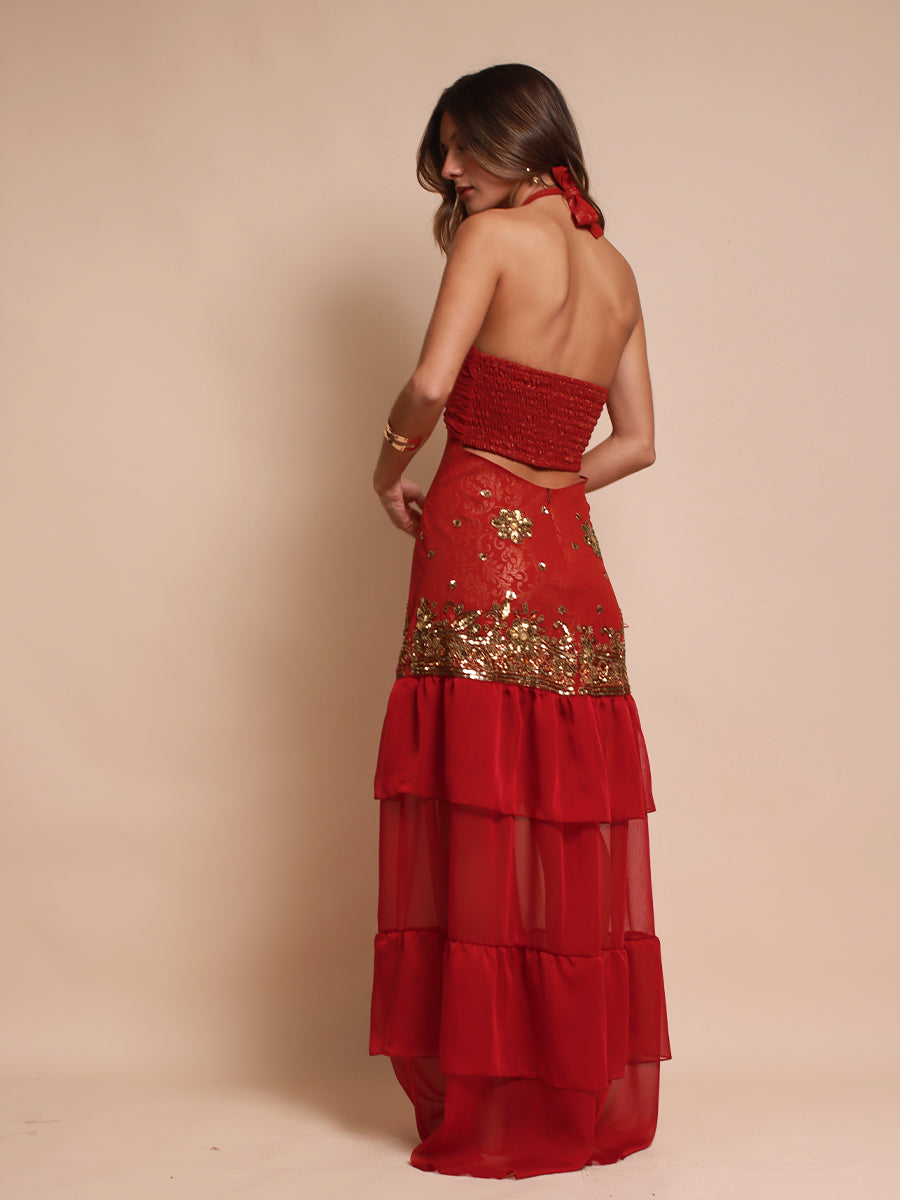 VESTIDO SEVILLA FULL BORDADO + LAZO
