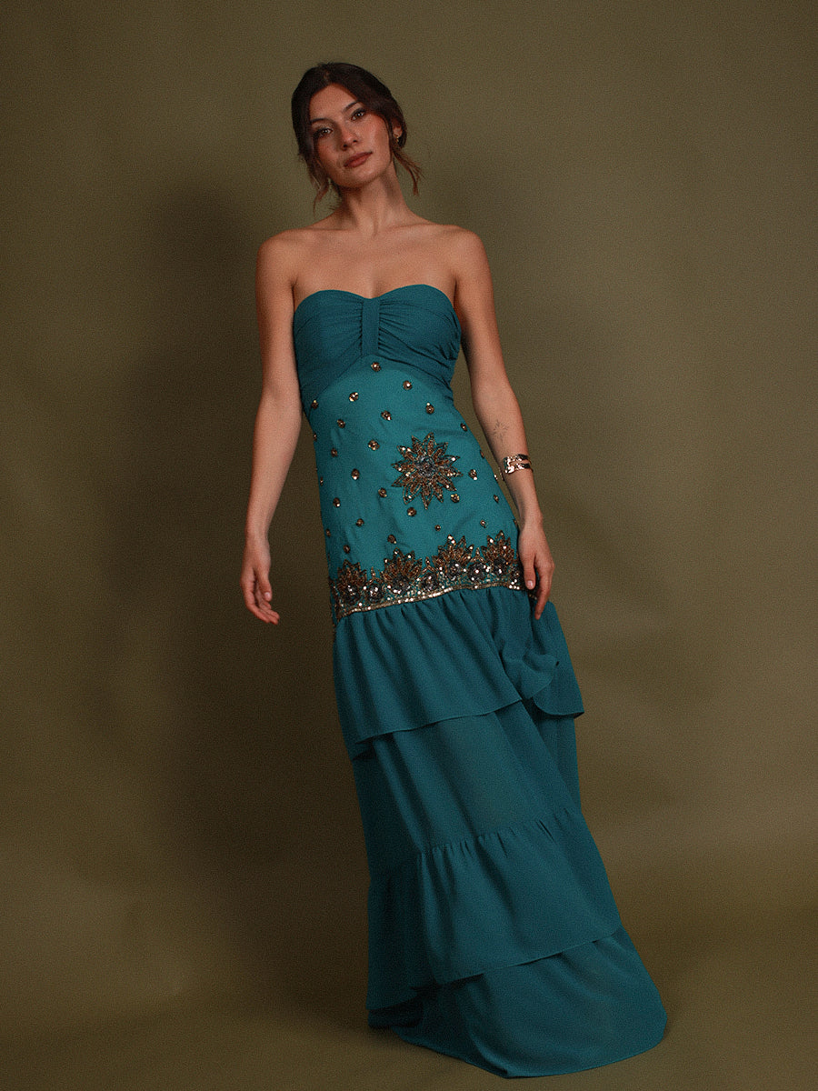 VESTIDO SEVILLA FULL BORDADO + LAZO