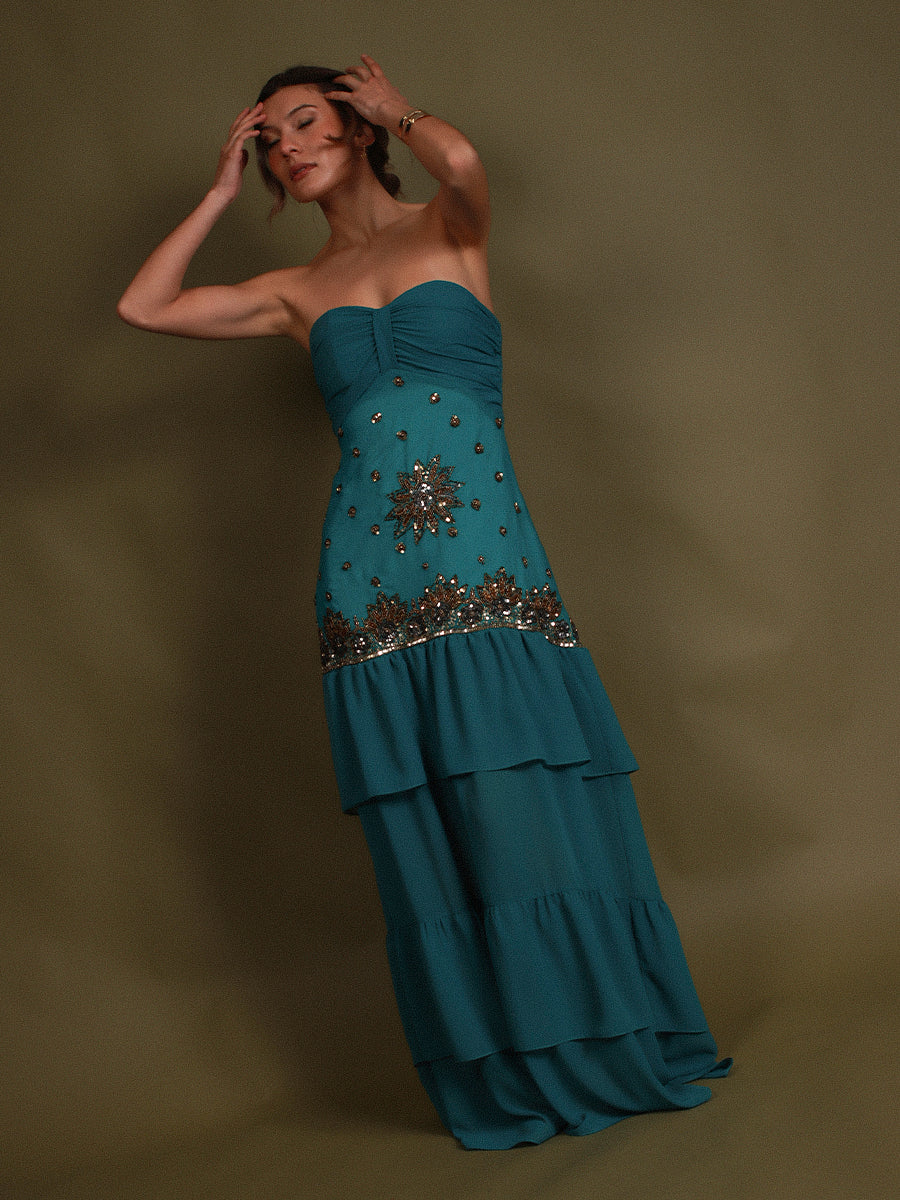 VESTIDO SEVILLA FULL BORDADO + LAZO