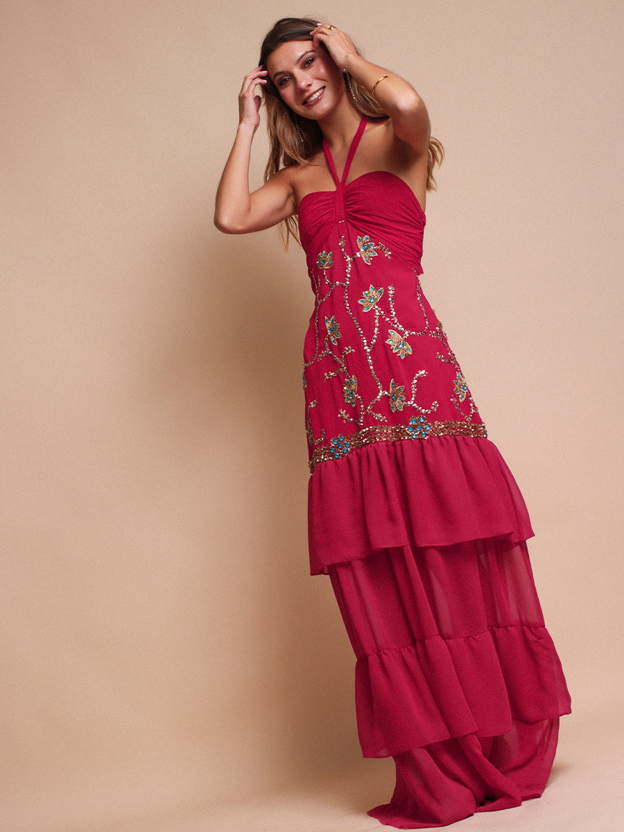 VESTIDO SEVILLA FULL BORDADO + LAZO