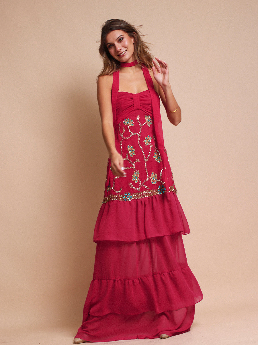VESTIDO SEVILLA FULL BORDADO + LAZO