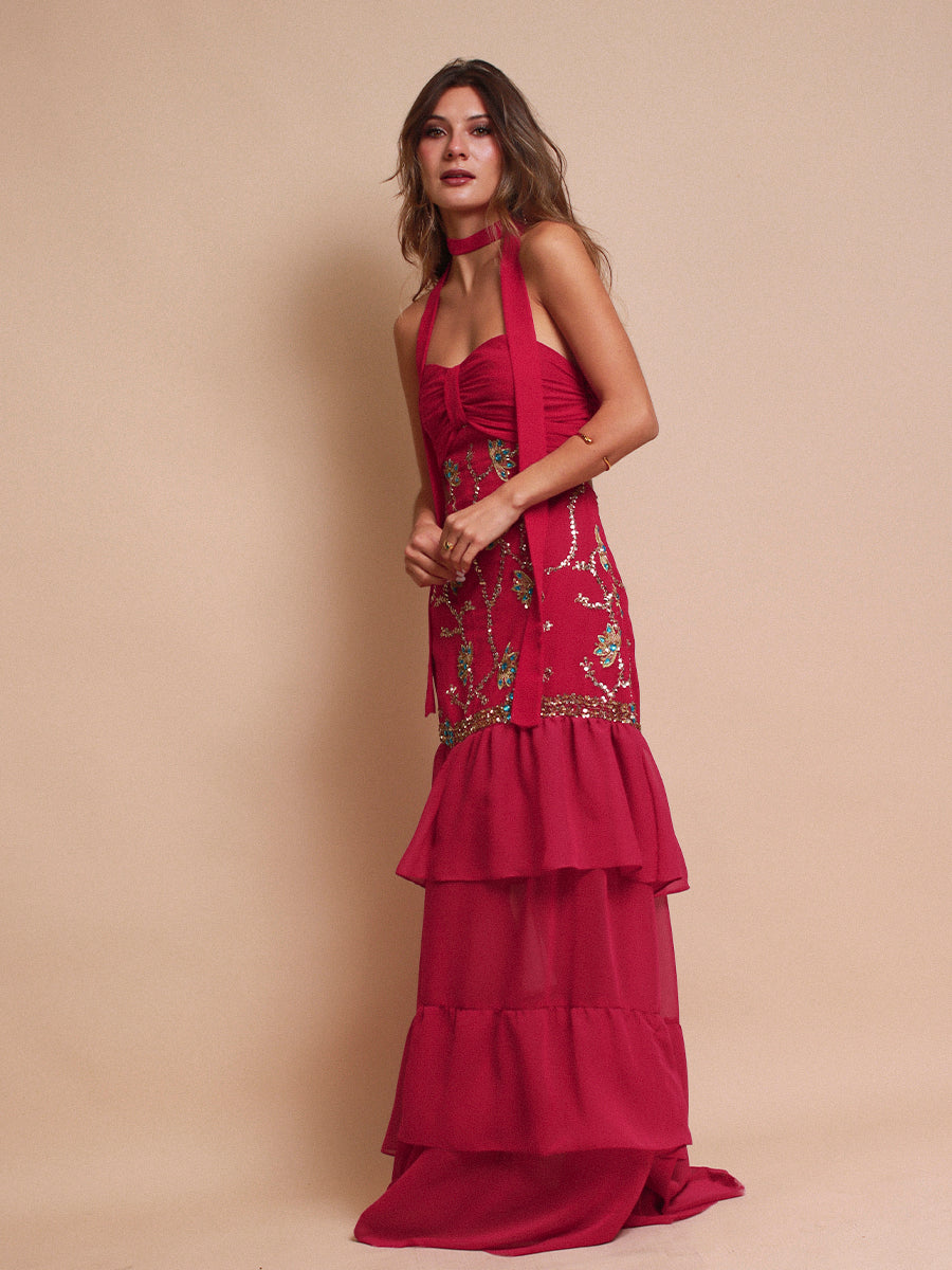 VESTIDO SEVILLA FULL BORDADO + LAZO