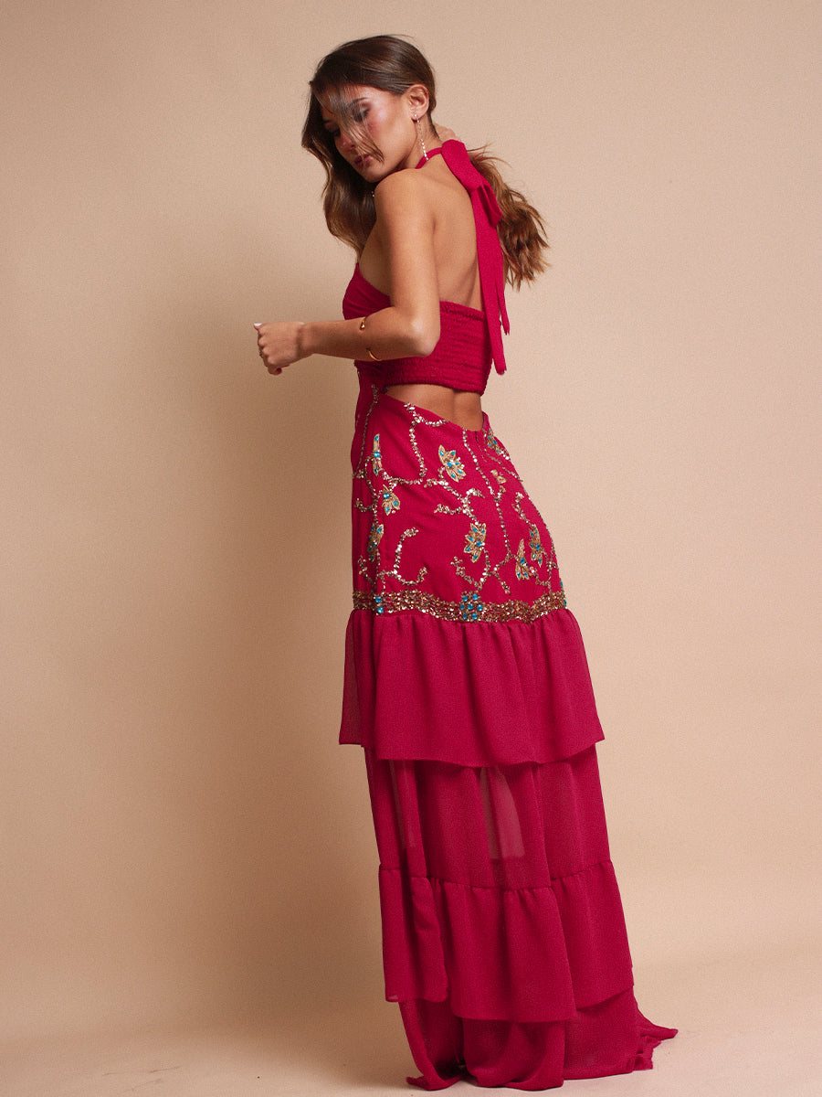 VESTIDO SEVILLA FULL BORDADO + LAZO