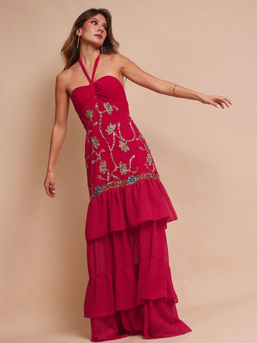 VESTIDO SEVILLA FULL BORDADO + LAZO